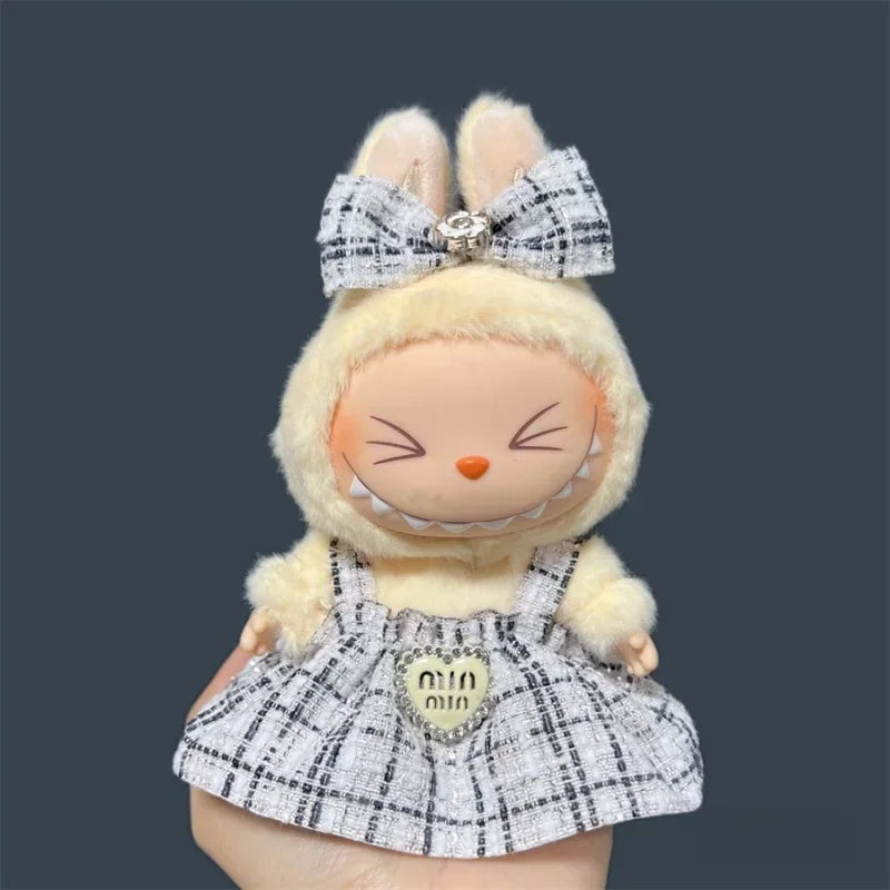 For 17cm Labubu Plush Clothing Doll Exquisite Skirt- Adorable Retro Skirt Set for DIY Clothes Accessories Gift