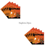 Halloween Disposable Party Tableware Set Pumpkin Witch Paper Plate Cup Napkins Tablecloth Kids Favor Happy Halloween Party Decor