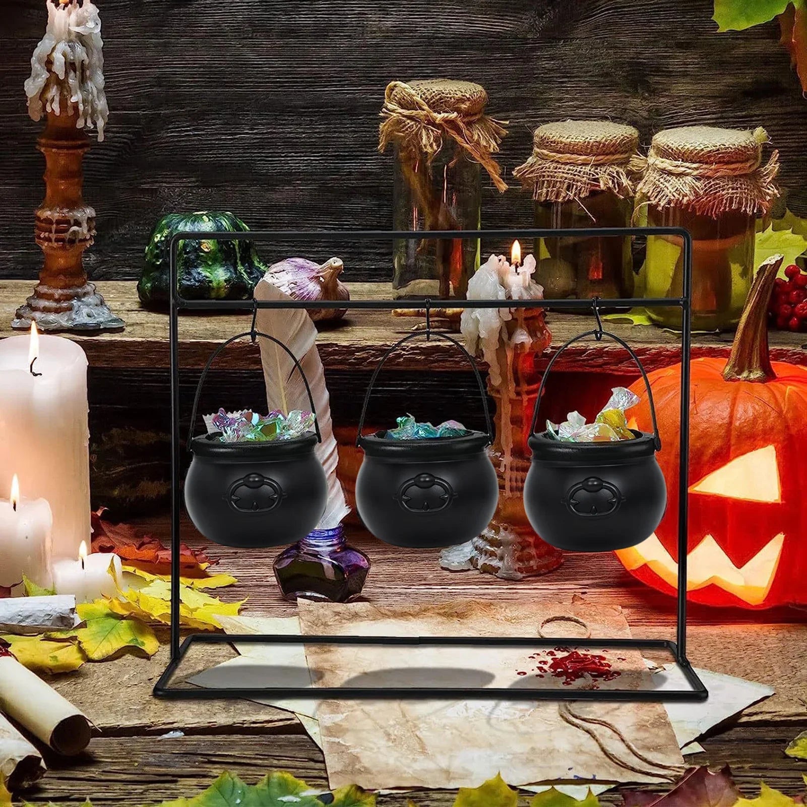 Large Wizard Witch Cauldron Decoration Prop Halloween Irish Parties Table Centerpieces Candy Holder Table Halloween Decorations