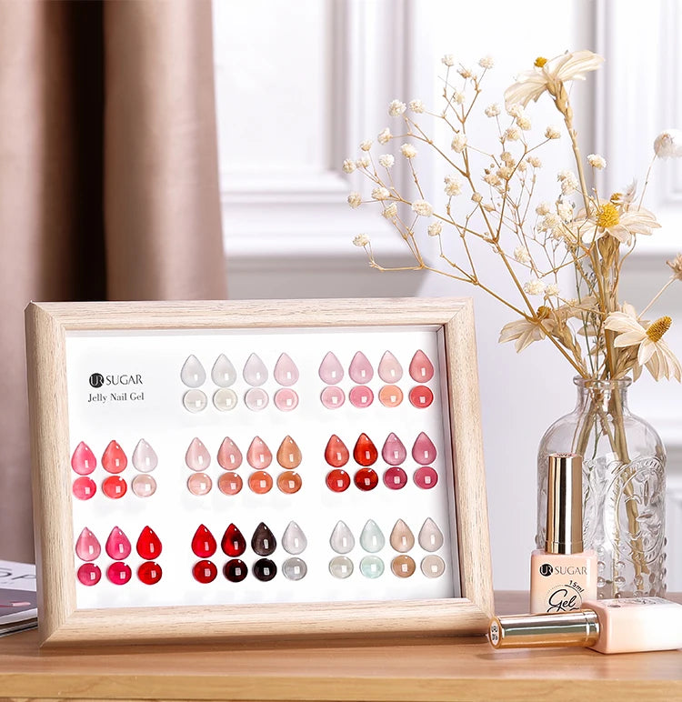 UR SUGAR 15ml Blood Red Jelly Gel Nail Polish Translucent Color Crystal Nude Gel Nail Art Varnish For Fall Winter Manicure