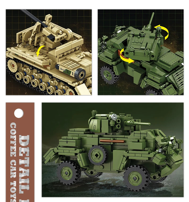 WW2 Classic Anti-tank Gun Building Blocks Army Weapon Toys Military Armored Cars MOC Bricks Tank Model Adult Children Gifts NEW