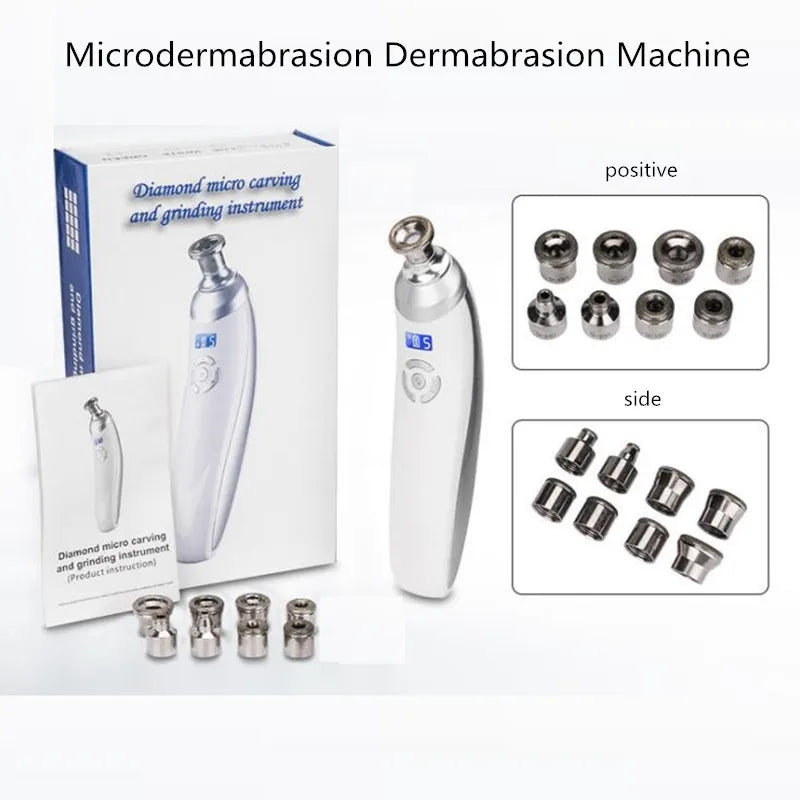 Handheld Diamond Microdermabrasion Machine for Blackhead Removal, Facial Skin Care Beauty Device with Diamond Dermabrasion Tips