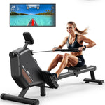 MettleMatic RM3 Foldable Rowing Machine, 300N Magnetic Resistance, 16 Levels, Bluetooth, 150kg Capacity