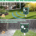 Solar Powered Ultrasonic Animal Repeller - Sonar Deterrent for Dogs, Cats, Birds