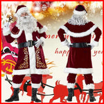 Man Santa Claus Suit Adult Christmas Cosplay Costume Red Deluxe Velvet Fancy 8pcs Set Xmas Party Family Costume Outfits