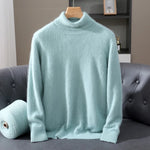 Autumn Winter Men's High Neck Pullover Knitted Sweater 100% Mink Cashmere Long Sleeved Loose Business Casual Warm Top New Styles