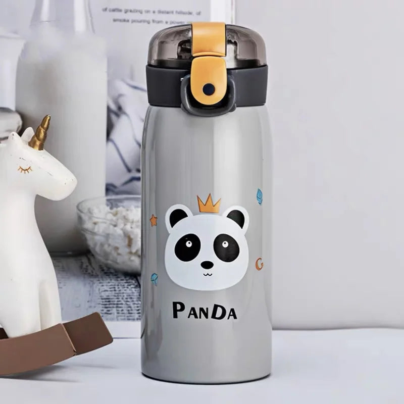 350ml/500ml Cartoon Stainless Steel Thermal Flask With Straw Portable Kids Cute Thermal Water Bottle