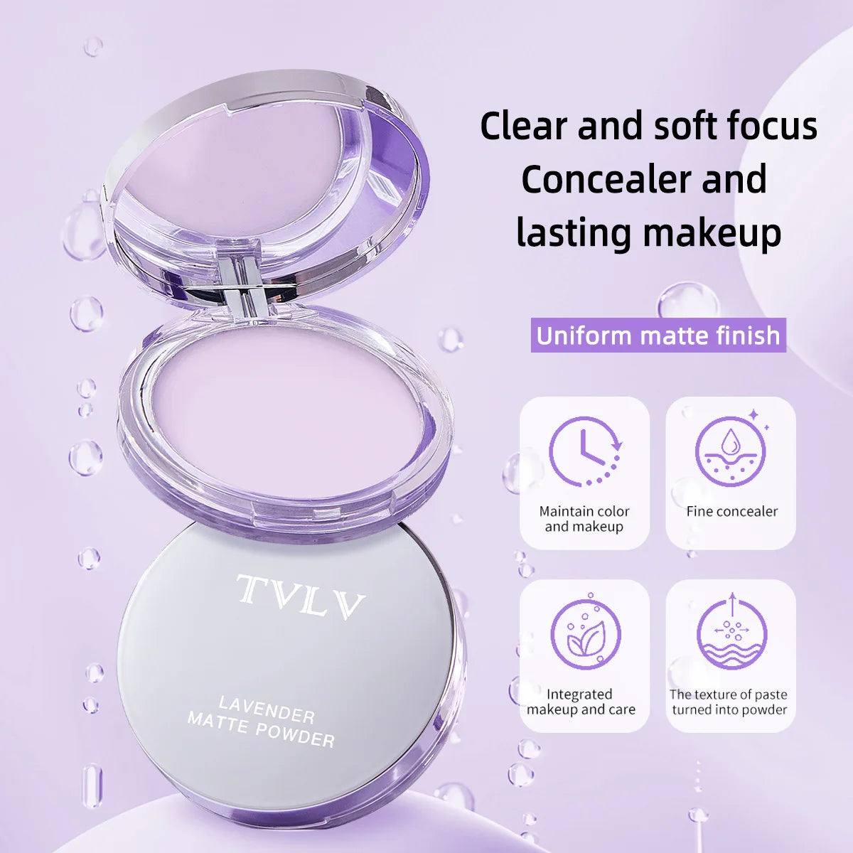 Waterproof Violet Cream powder Natural Stick Facial Long term Oil Control Easy Apply Makeup Powder Cosmetics