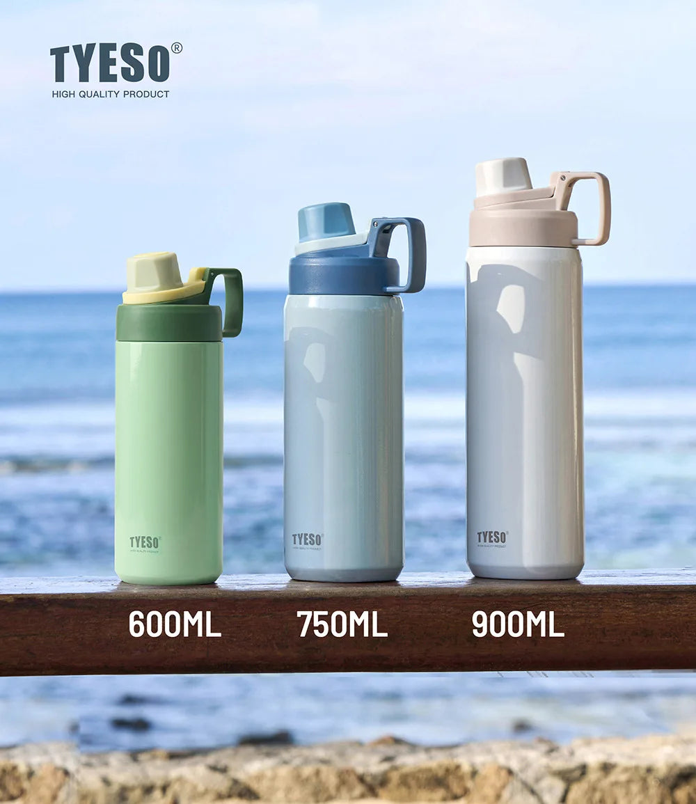 Tyeso Stainless Steel Sports Water Bottle Insulated Leak-Proof Portable Fitness Flask for Outdoor Workouts Travel Vacuum Flasks