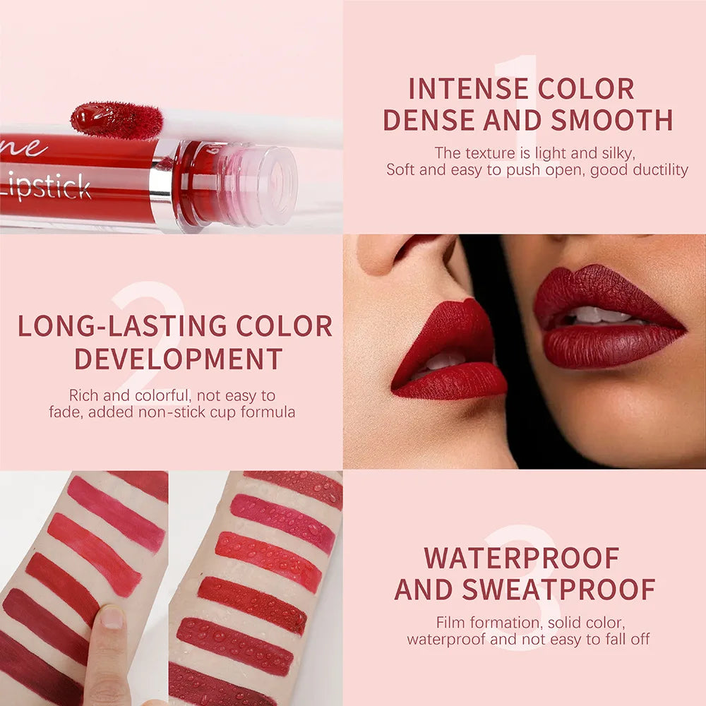 Liquid Lipstick Durable Waterproof Non Smudging Lip Glaze Lip Gloss Matte Lipstick Non Peeling Ladies' Makeup