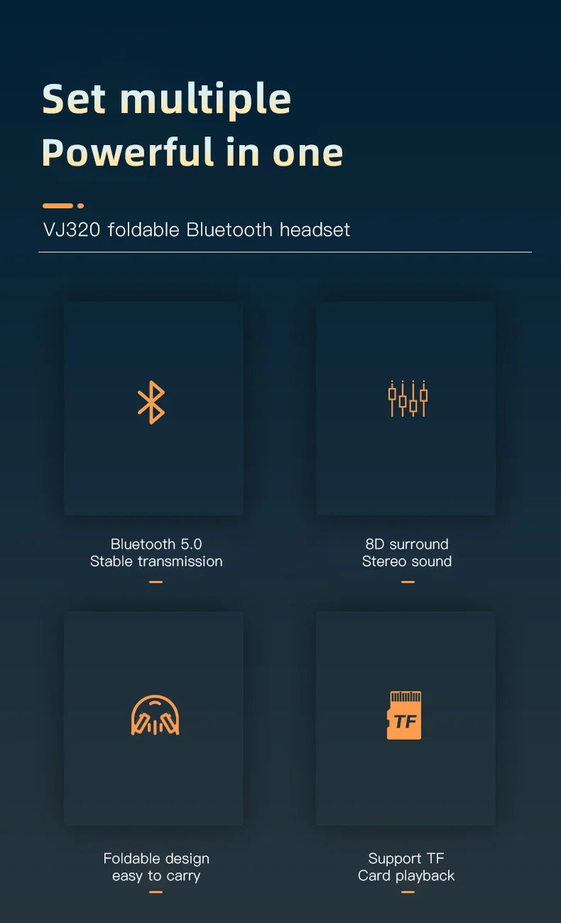 Xiaomi Wireless Headset HiFi Headphones with Mic Foldable Over Ear Bluetooth 5.0 Headphone Support TF Card/FM Radio for Phone PC