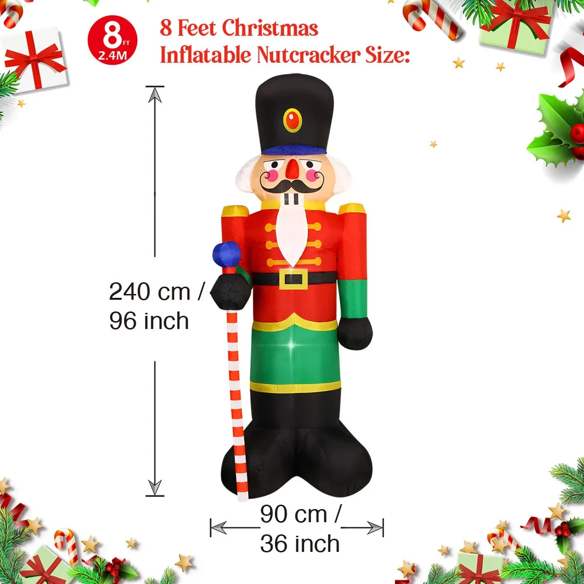 Christmas Inflatable Decorations - Branch Snowman, Santa Claus, Gingerbread Man, Gift Bag Snowman LED Light Lawn Decorations