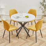 Modern Luxury Dining Table Imitation Marble Effect Household Round Dining Table Simple Cafe Tables Home Furniture 100CM