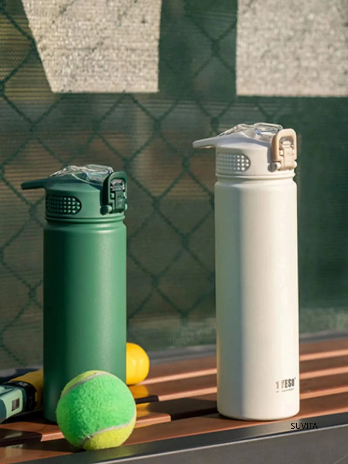 TYESO 600ML/750ML Thermos Water Bottle With Straw Stainless Steel Car Thermal Sports Cup Keeps Cold and Heat Thermal Travel Mug