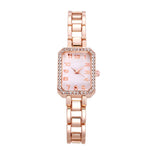 Luxury Women's Watch 2023 New Simple Square Full Diamond Digital Quartz Watch Gold Stainless Steel Bracelet Women's Dress Clock
