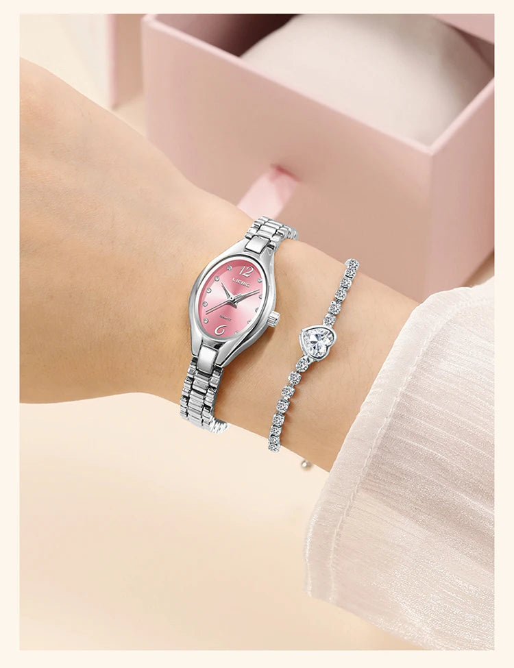 LIEBIG Stainless Steel Strap Quartz Watch Top Brand Luxury Elegant Wristwatches Fashion Automatic Watches For Women Reloj Mujer