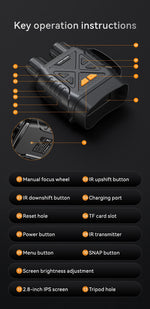 Binocular Infrared Night Visions Device 3W Infrared Telescope 10X Digital 800M Full Dark Viewing Video Record forHunting Camping