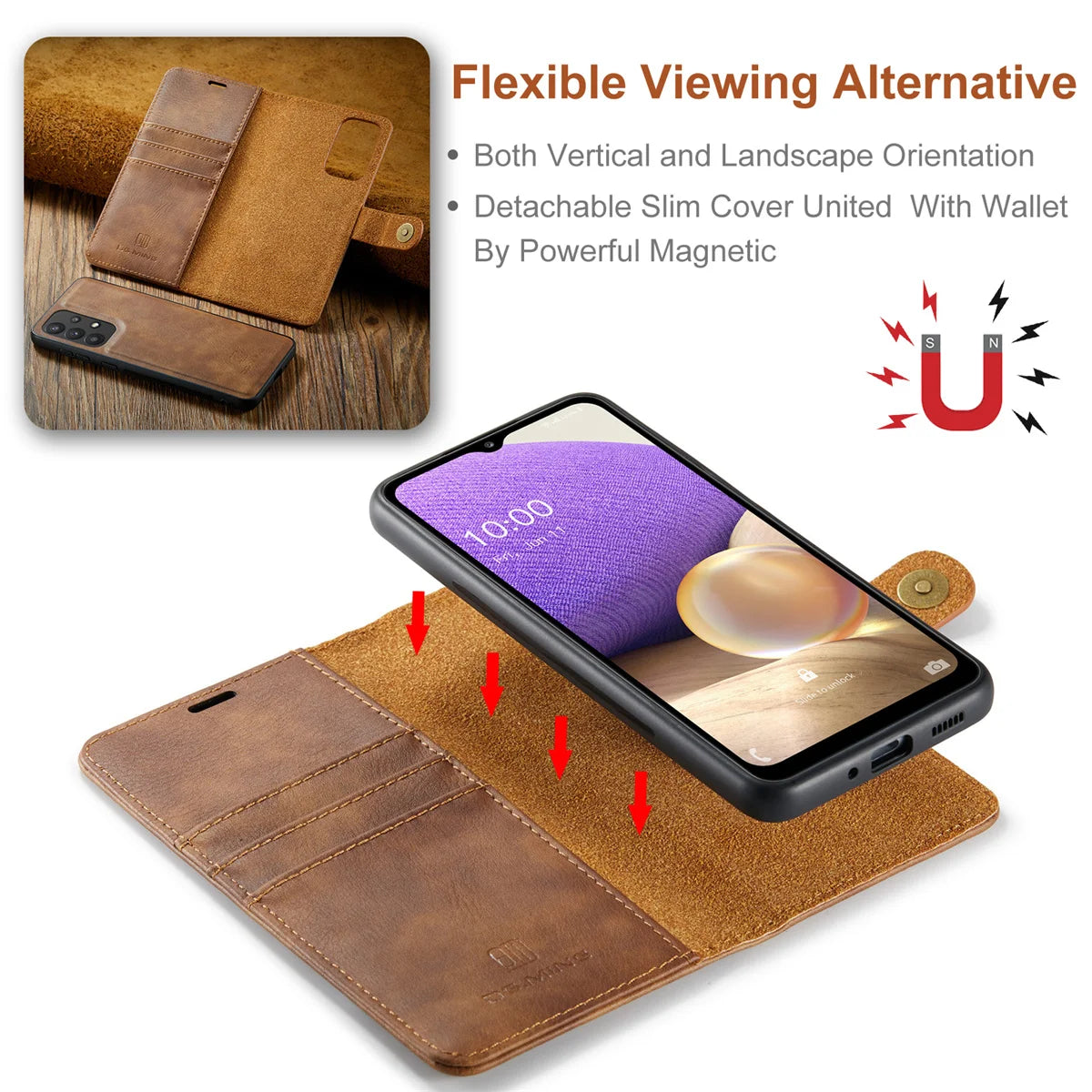 Detachable Magnetic Leather Case for Samsung Galaxy S24 S23 S22 Plus Ultra A14 A24 A34 A54 A53 A15 A35 A55 5G Wallet Card Holder
