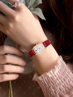 LUCKY FOX Women Watches Fashion Green Square Leather Quartz Watch Luxury Ladies Wristwatch Girlfriend Gift