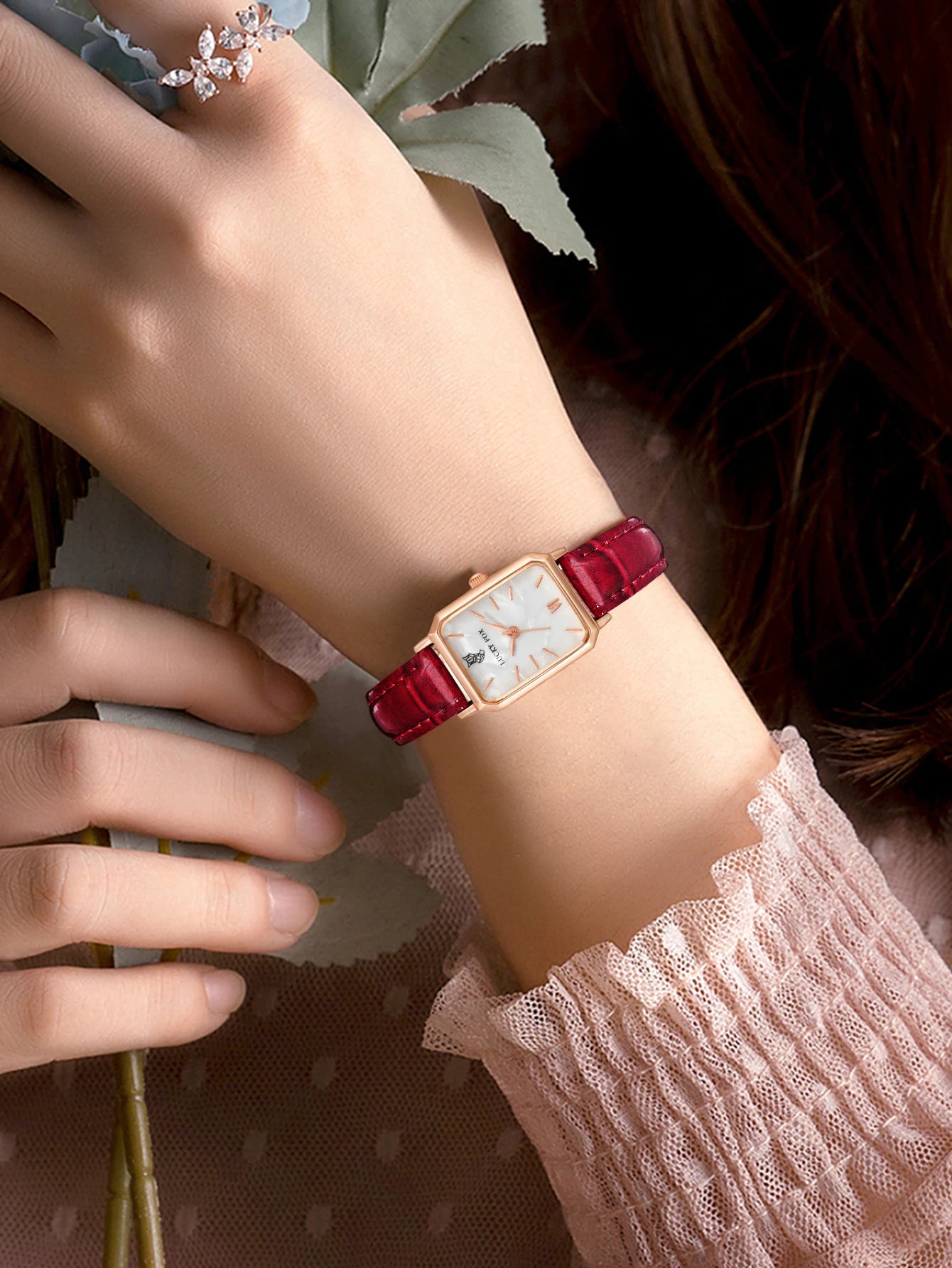 LUCKY FOX Women Watches Fashion Green Square Leather Quartz Watch Luxury Ladies Wristwatch Girlfriend Gift