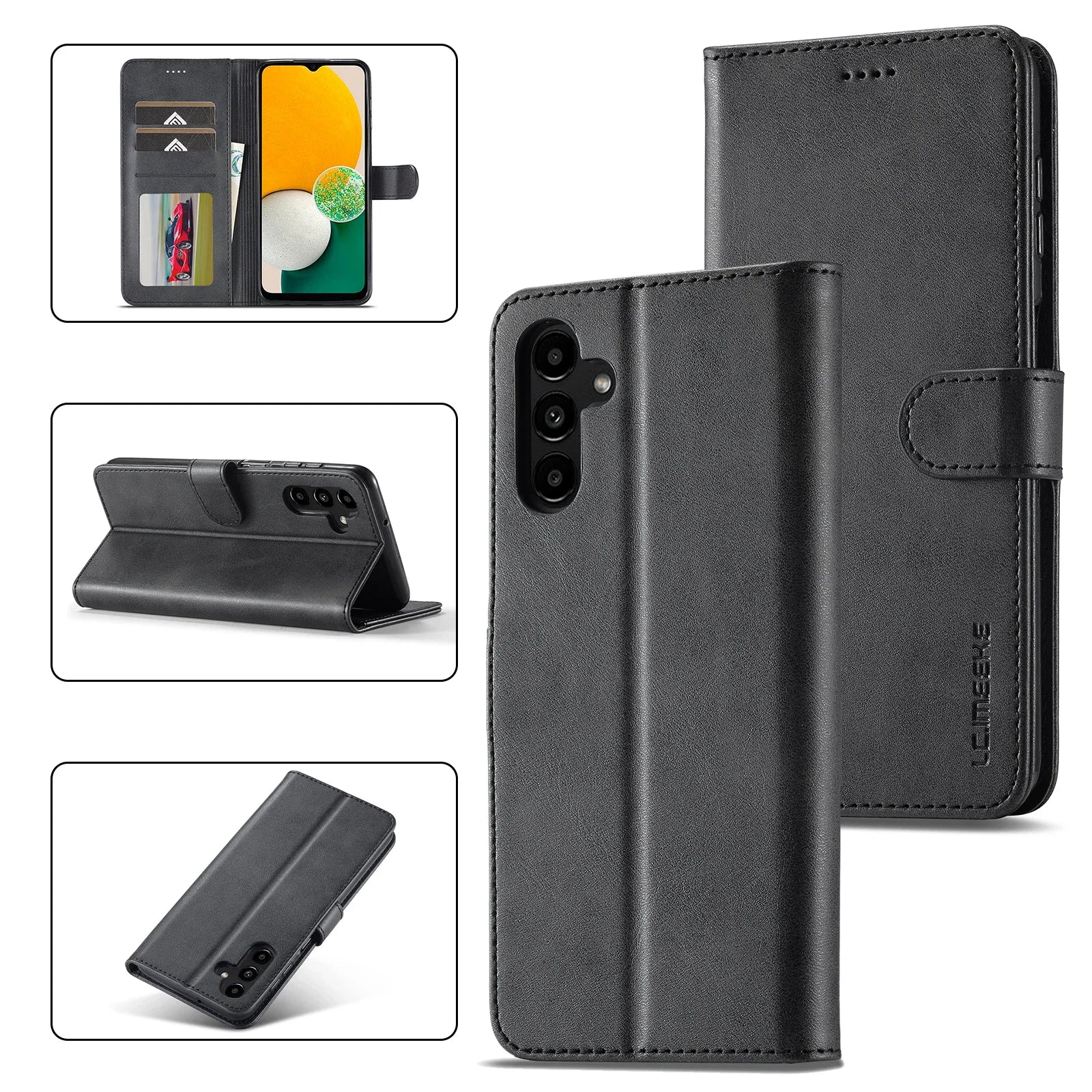 Leather Flip Case For Samsung Galaxy A55 A15 A25 A35 A16 A36 A06 A56 A17 A05S A14 A24 A34 A54 A13 A23 A33 A53 Wallet Cover A52