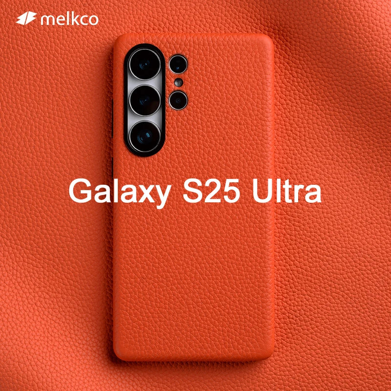 Melkco 100% Genuine Leather Case For Samsung Galaxy S24 S25 Ultra S24 Plus + 5G Premium luxury Cases Fashion Cow Business Cover