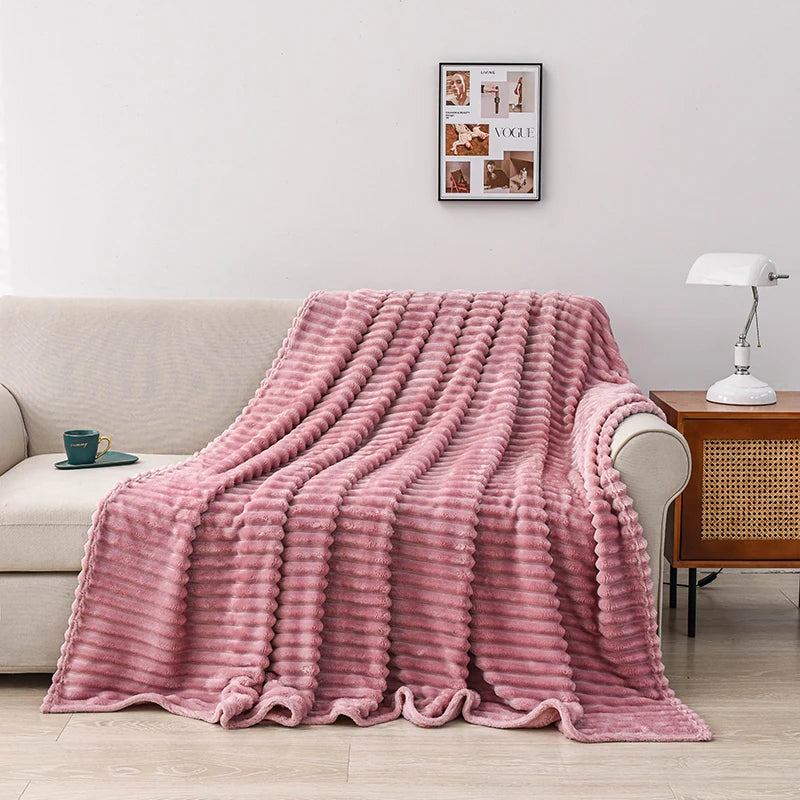 1pc Solid Color Flannel Blanket Soft Warm Throw Blankets for Couch Sofa Office Bed Camping Travel Multi-purpose Gift Blanket
