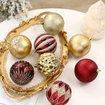 16 Pcs 8cm Painted Christmas Balls Set Cartoon Red Black Gold Electroplated Christmas Hanging Balls DIY Plastic