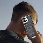 High Quality Leather Holder Electroplate Phone Case for Samsung Galaxy S25 S24 S23 Ultra S24 S23 Plus Bracket Magnetic Cover