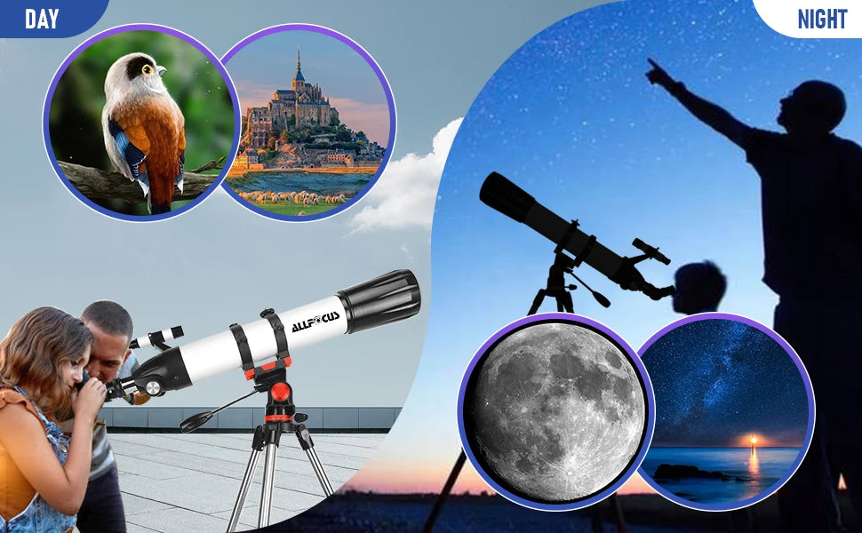 ALLFOC 80090 Astronomical Telescope, High Power Large Aperture HD Professional for Deep Space Observation Star Gazing, Tripod‌‌