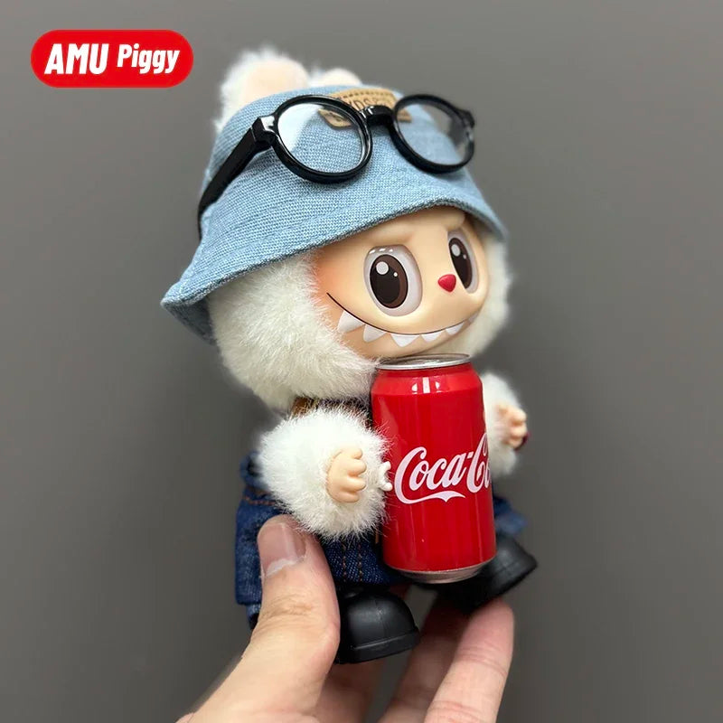 Clothes for Clothes Doll DIY Accessories Pull Cloth Cola Happiness Factor Labubu Clothes Set Doll Outfit Have Shoes