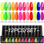 MEET ACROSS 12Pcs Gel Nail Polish Set 7.3ml Pink Blue Neon Macaron Color for Nails UV Gel LED Nail Art  Varnish Manicure Kit
