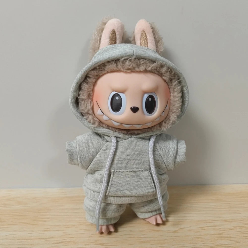 Labubu Casual Sweatsuit Set - Comfy Labubu Clothes for 15/17cm Dolls Featuring Ribbed Hem Details