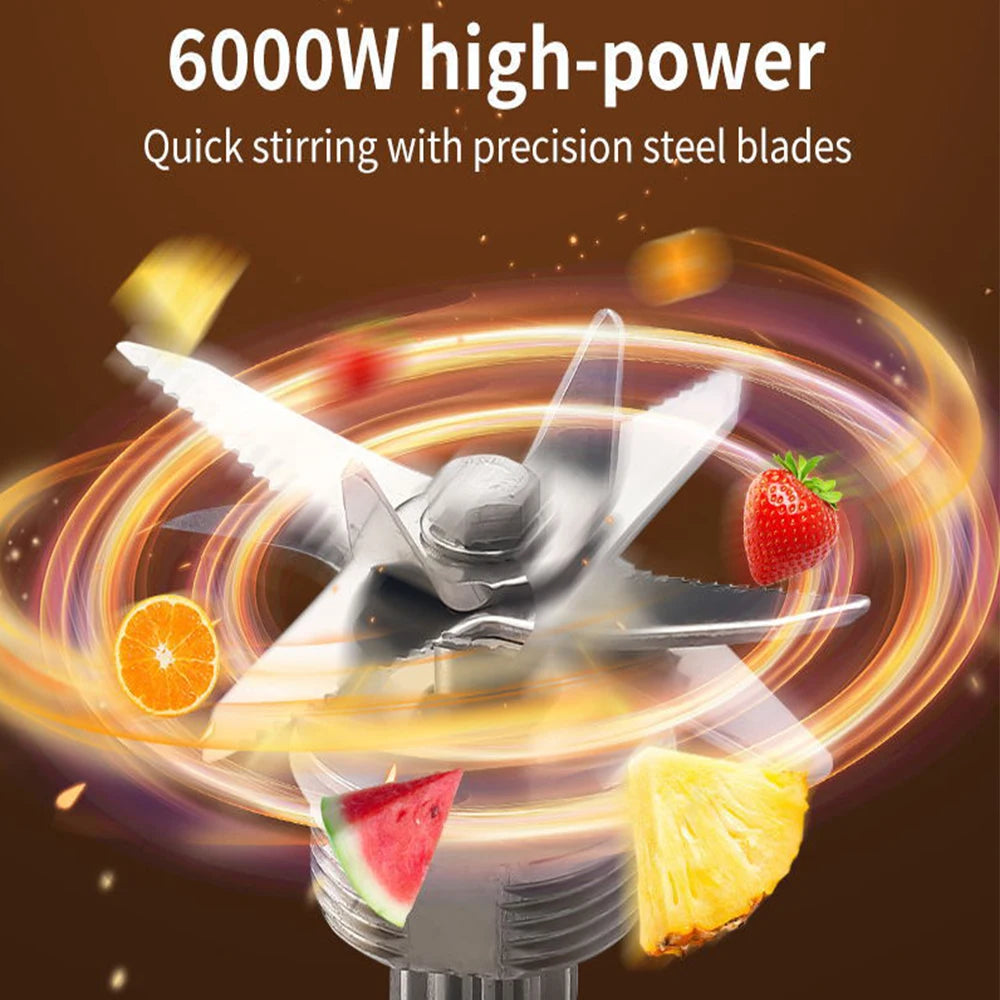 6000W Heavy Duty Commercial Blender Food Processor Stationary Mixer Ice Smoothies for Kitchen High Power Juicer Blender BPA Free