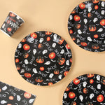 Halloween Disposable Tableware Pumpkin Ghost Boo Paper Plates Cups Napkins Kids Favor Happy Halloween Decoration Trick or Treat
