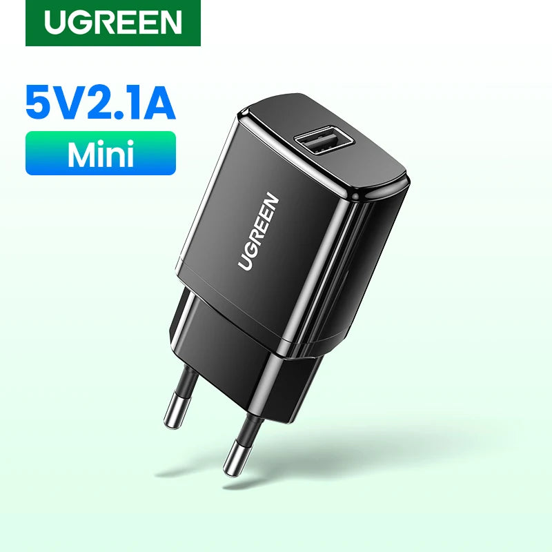 Ugreen 5V 2.1A USB Charger for iPhone 16 15 14 iPad Fast Wall Charger EU Adapter for Samsung S9 Xiaomi Mi 8 Mobile Phone Charger