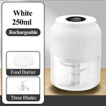 250ml Mini Wireless USB Rechargeable Electric Vegetable Chopper Garlic Crusher Food Chopper for Kitchen Gadgets for Garlic