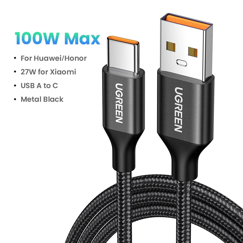 UGREEN 6A USB Type C Cable For Huawei Mate 60 Honor 100W/88W Fast Charging Charge USB C Cord Cable For Xiaomi USB C Super Charge
