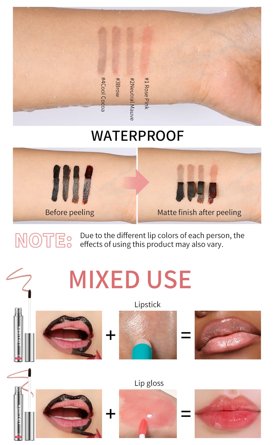 4 Colors Peel Off Lip Liner Waterproof Transfer-proof Lipstic Tattoo Waterproof Long Lasting Matte Velvet Lip Tint Sexy Red Cont