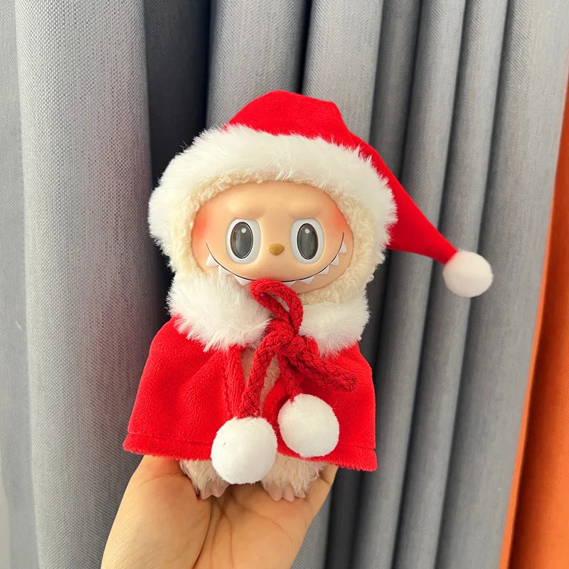 17cm LABUBU Christmas Santa Outfit - Gen1-3 Doll Clothes Set for Vinyl Figures, Festive Santa Costume with Accessories