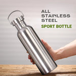 500/750/1000ml Stainless Steel Water Bottle Single Wall Large Capacity Big Mouth Vacuum Flasks with Lid Cycling Drinkware Sports
