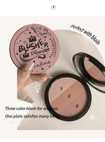 3in1 Three Colors Powder Tray Blush Contouring Waterproof Long Lasting Delicate Natural Face Makeup
