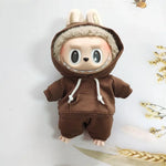 17cm Labubu Doll Black Hoodie Sweatshirt and Pants Set for Doll DIY Outfit Gift