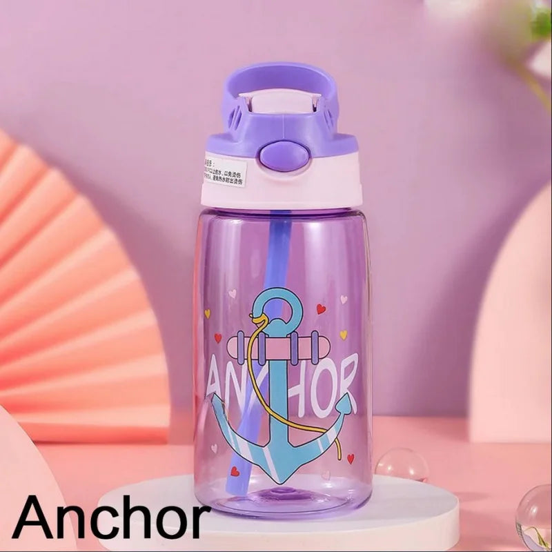 1PC Kids Water Sippy Cup Kids Water Bottle with Straw and Handle Portable Drinking Bottle Cup Children