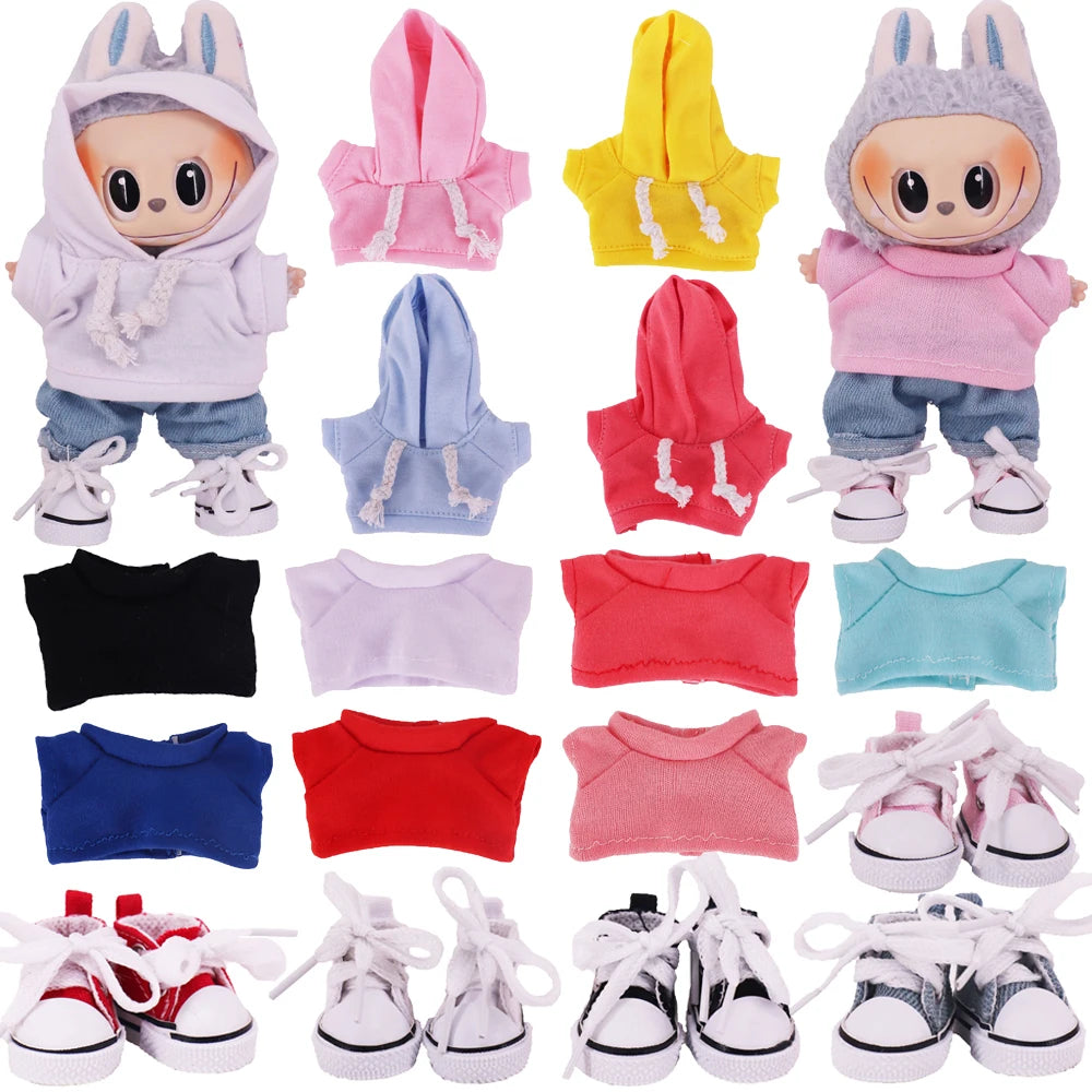 Doll Clothes Set For labubu 17cm Plush Doll Accessories Girl's Toys Birthday And Christmas Gifts
