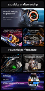 New M99 smartwatch Android - Bluetooth dual system 4G SIM 2.4'' 720*720 HD AMOLED Screen 190° Camera GPS WIFI NFC samrt watch