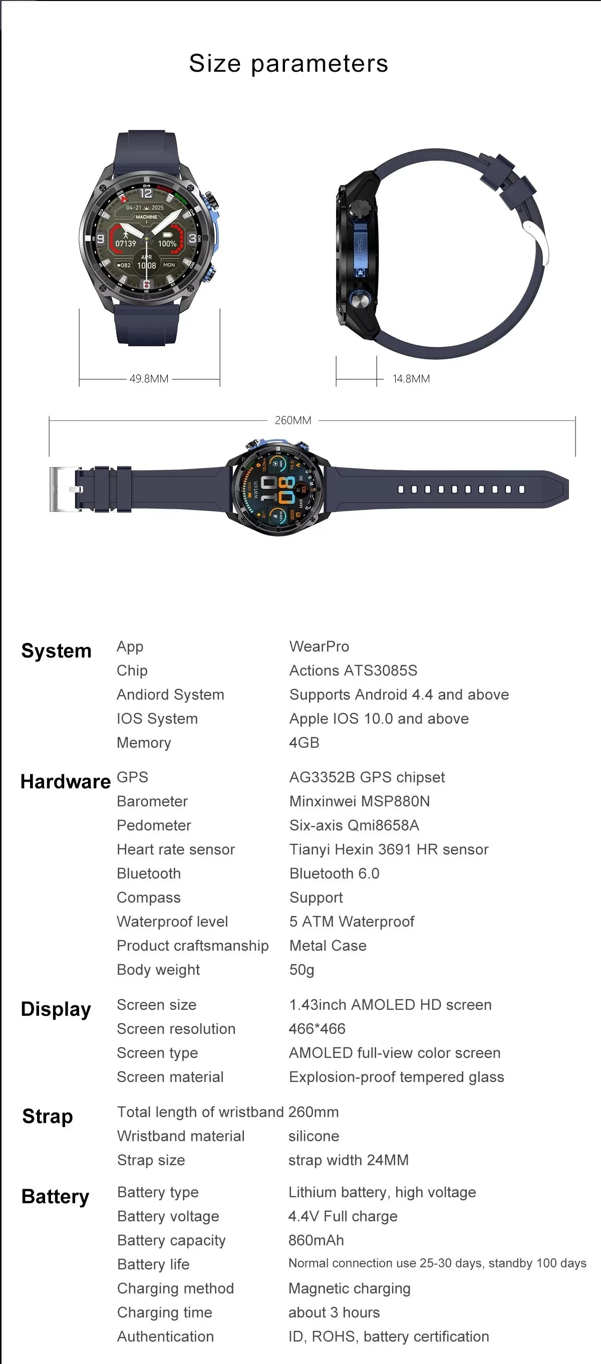 Military Smart Watch DT G1 GPS Track Compass Altimeter Bluetooth Calling 860mAh Battery DTG1 Men Outdoor Sports SmartWatch