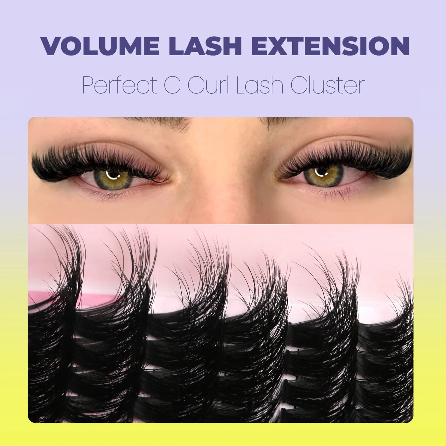 GROINNEYA Lashes Clusters Cat Eyelashes Wispy Individual Lashes Extensions Volume Fluffy Clusters Lashes DIY Eyelashes Makeup