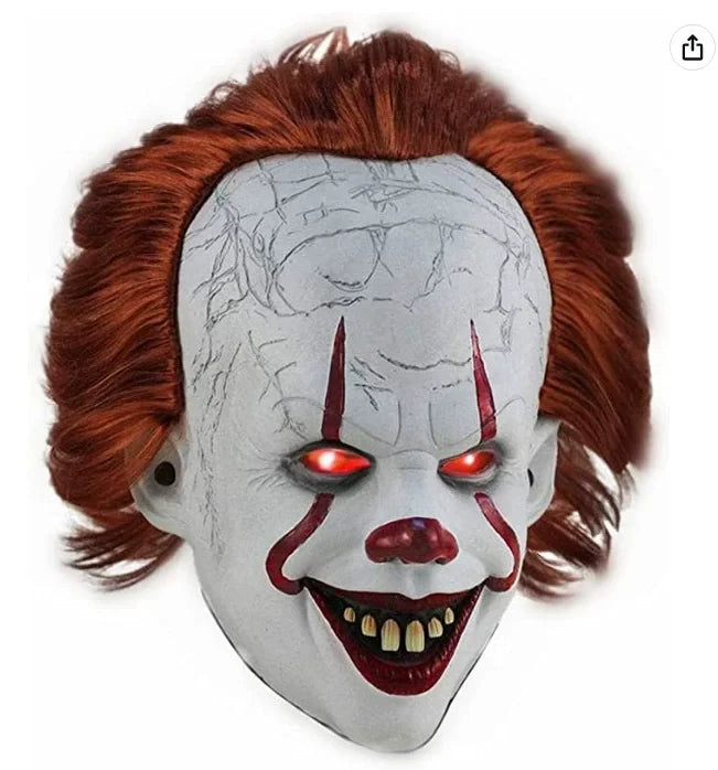Horror Pennywise Joker Mask Cosplay Scary Creepy Evil Demon Clown Killers Latex Helmet Halloween Carnival Party Costume Props
