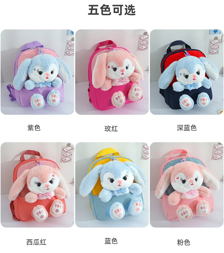 Plush 3D Rabbit Backpack for Boys Girls Kids Children SchoolBag Cute Bow Tie Cartoon School Bags Kindergarten Preschool Baby Bag